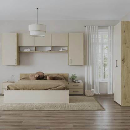 Set dormitor haaus Malmo V17, Pat 200 x 140 cm, Stejar Artisan/Argila