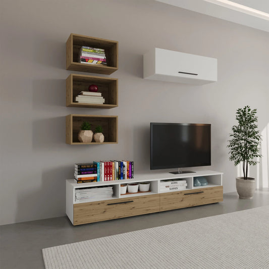 Living Kos haaus V17, Alb/Stejar Artisan, L 190 cm