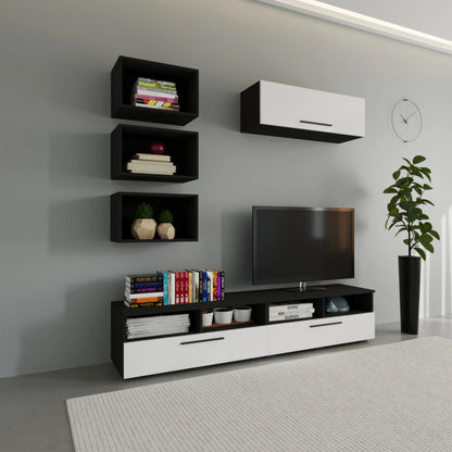 Living Kos haaus V17, Negru/Alb Lucios, MDF, L 190 cm