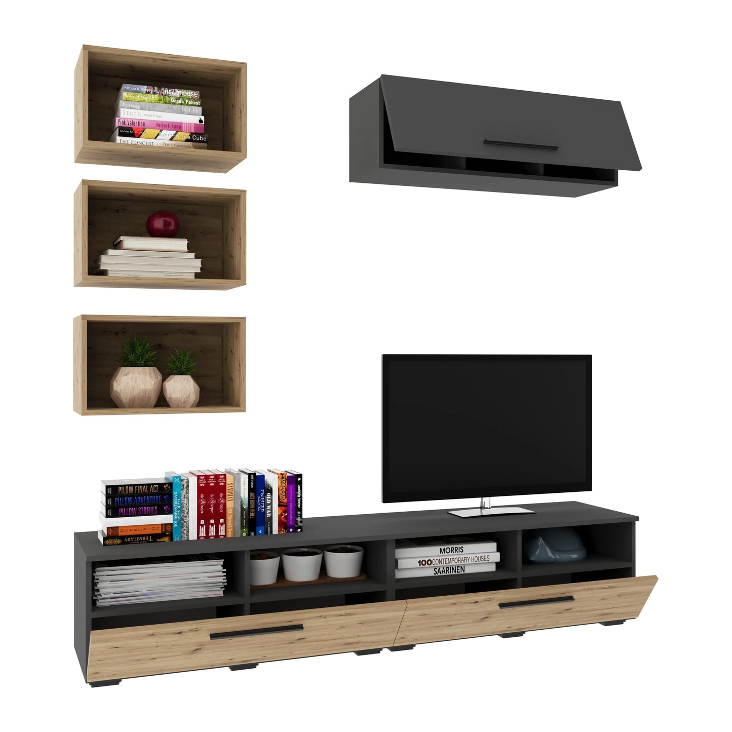 Living Kos haaus V17, Antracit/Stejar Artisan, L 190 cm