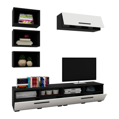 Living Kos haaus V17, Negru/Alb Lucios, MDF, L 190 cm