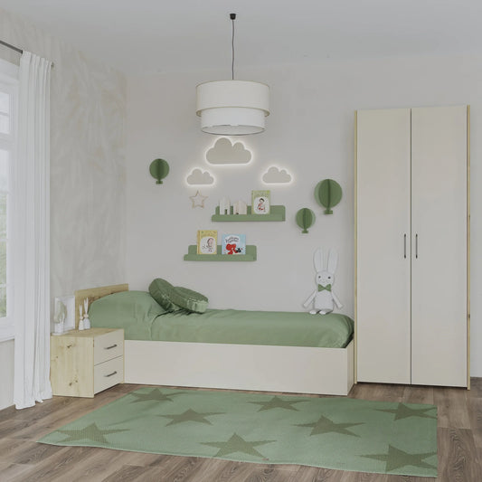 Set dormitor haaus Malmo V18, Pat 200 x 90 cm, Stejar Artisan/Argila