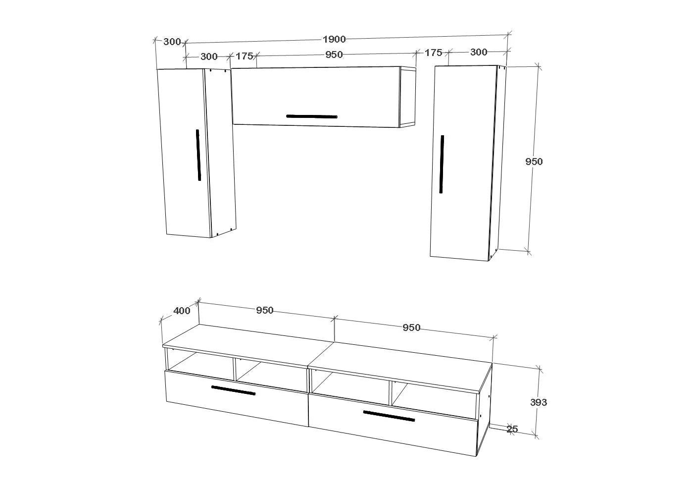 Living Kos haaus V18, Antracit/Stejar Artisan, L 190 cm