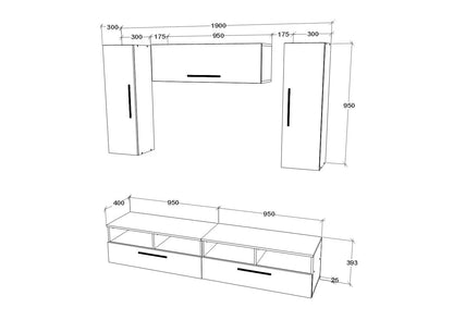 Living Kos haaus V18, Antracit/Stejar Artisan, L 190 cm