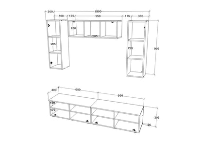 Living Kos haaus V18, Alb/Stejar Artisan, L 190 cm