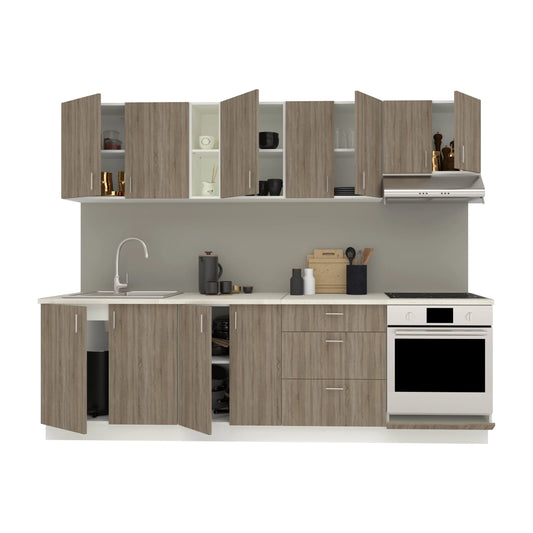 Set Bucatarie haaus Karo V18, Stejar Sonoma Inchis/Alb, Blat Thermo 28 mm, L 260 cm