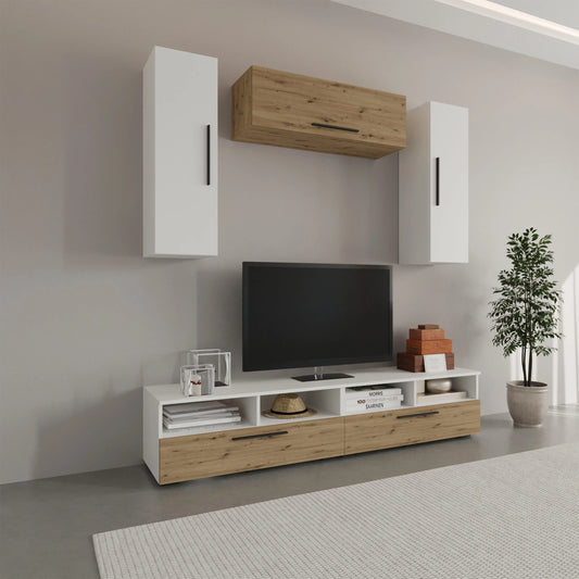 Living Kos haaus V18, Alb/Stejar Artisan, L 190 cm
