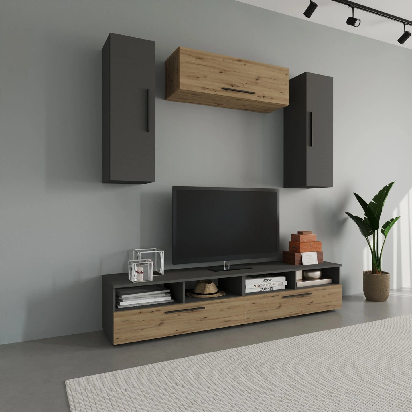 Living Kos haaus V18, Antracit/Stejar Artisan, L 190 cm