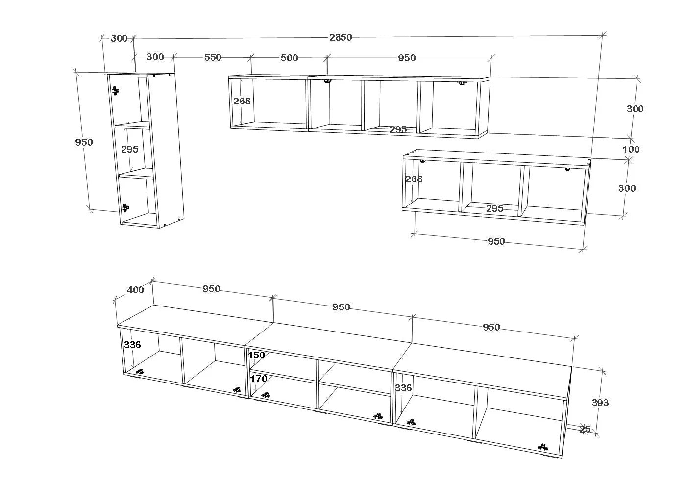 Living Kos haaus V19, Antracit/Stejar Artisan, L 285 cm