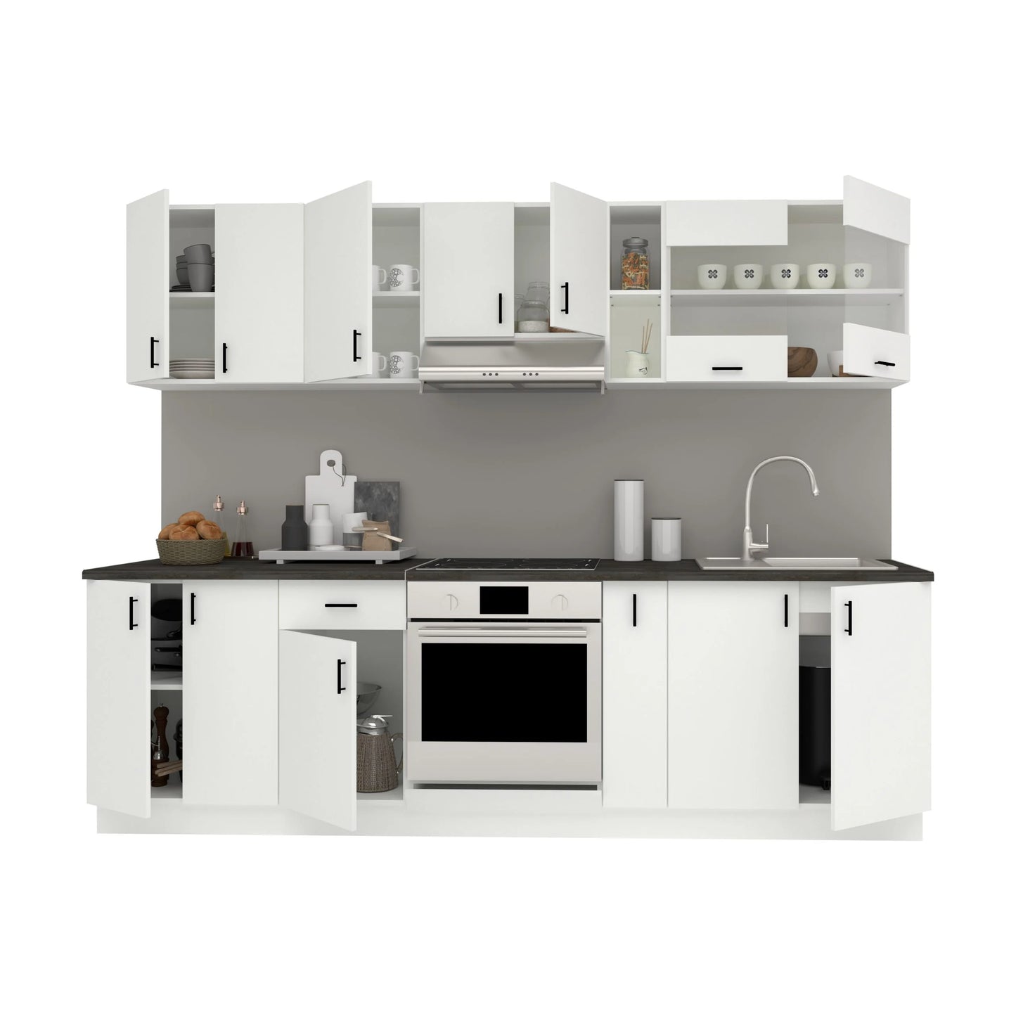 Set Bucatarie haaus Karo V19, Alb, Blat Thermo 28 mm, L 260 cm