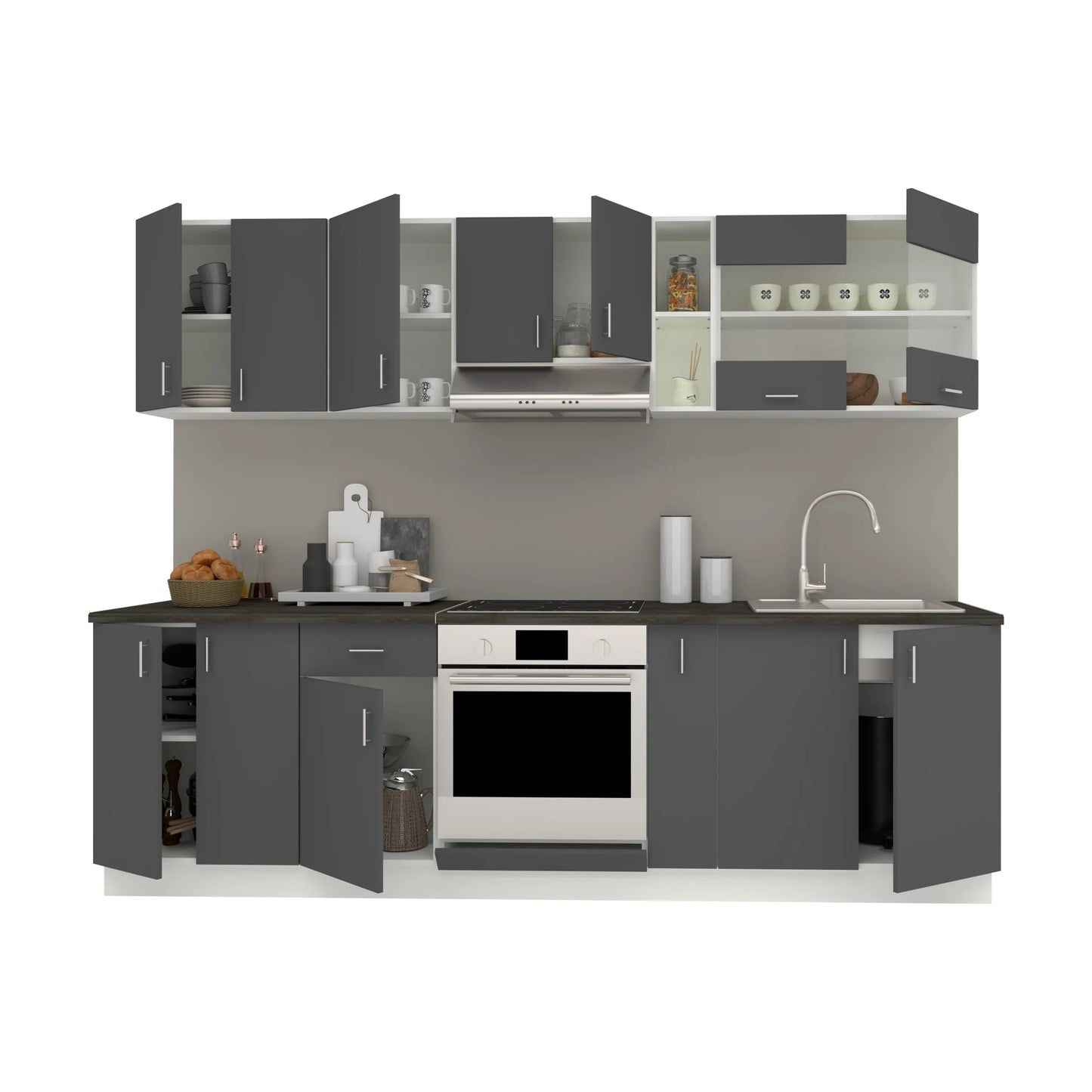 Set Bucatarie haaus Karo V19, Antracit/Alb, Blat Thermo 28 mm, L 260 cm