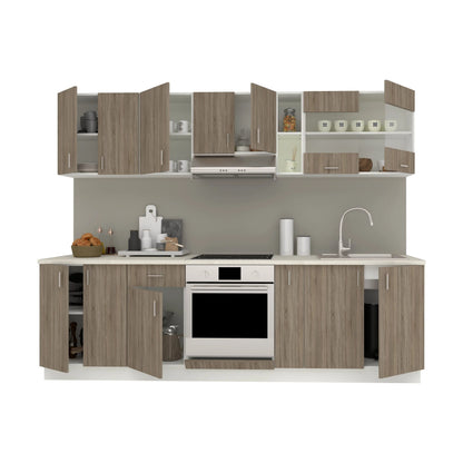 Set Bucatarie haaus Karo V19, Stejar Sonoma Inchis/Alb, Blat Thermo 28 mm, L 260 cm