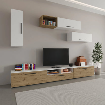 Living Kos haaus V19, Alb/Stejar Artisan, L 285 cm