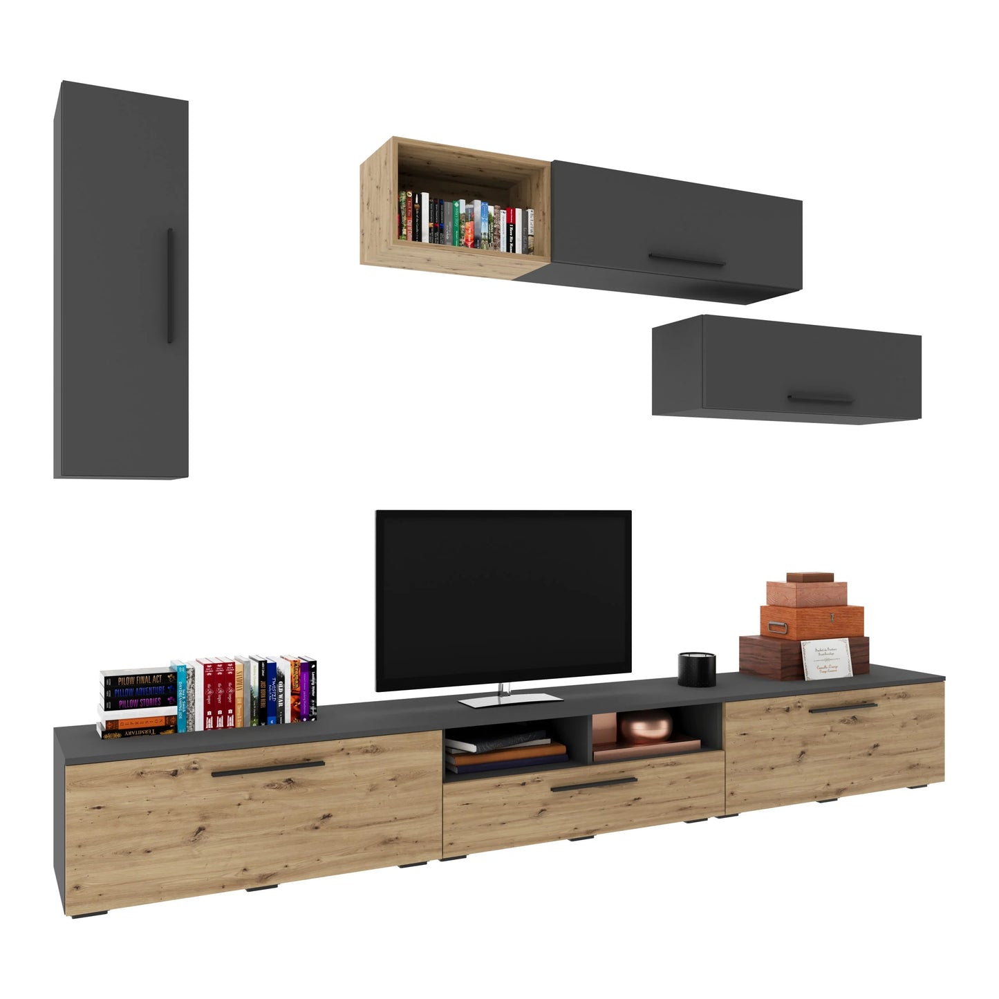 Living Kos haaus V19, Antracit/Stejar Artisan, L 285 cm