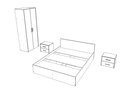 Set dormitor haaus Malmo V1, Pat 200 x 140 cm, Stejar Alb/Antracit