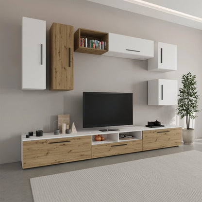 Living Kos haaus V1, Alb/Stejar Artisan, L 285 cm
