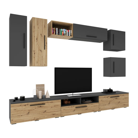 Living Kos haaus V1, Antracit/Stejar Artisan, L 285 cm