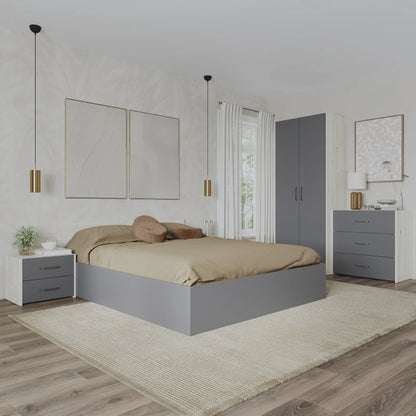 Set dormitor haaus Malmo V2, Pat 200 x 140 cm, Stejar Alb/Antracit
