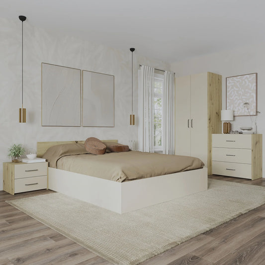 Set dormitor haaus Malmo V2, Pat 200 x 160 cm, Stejar Artisan/Argila
