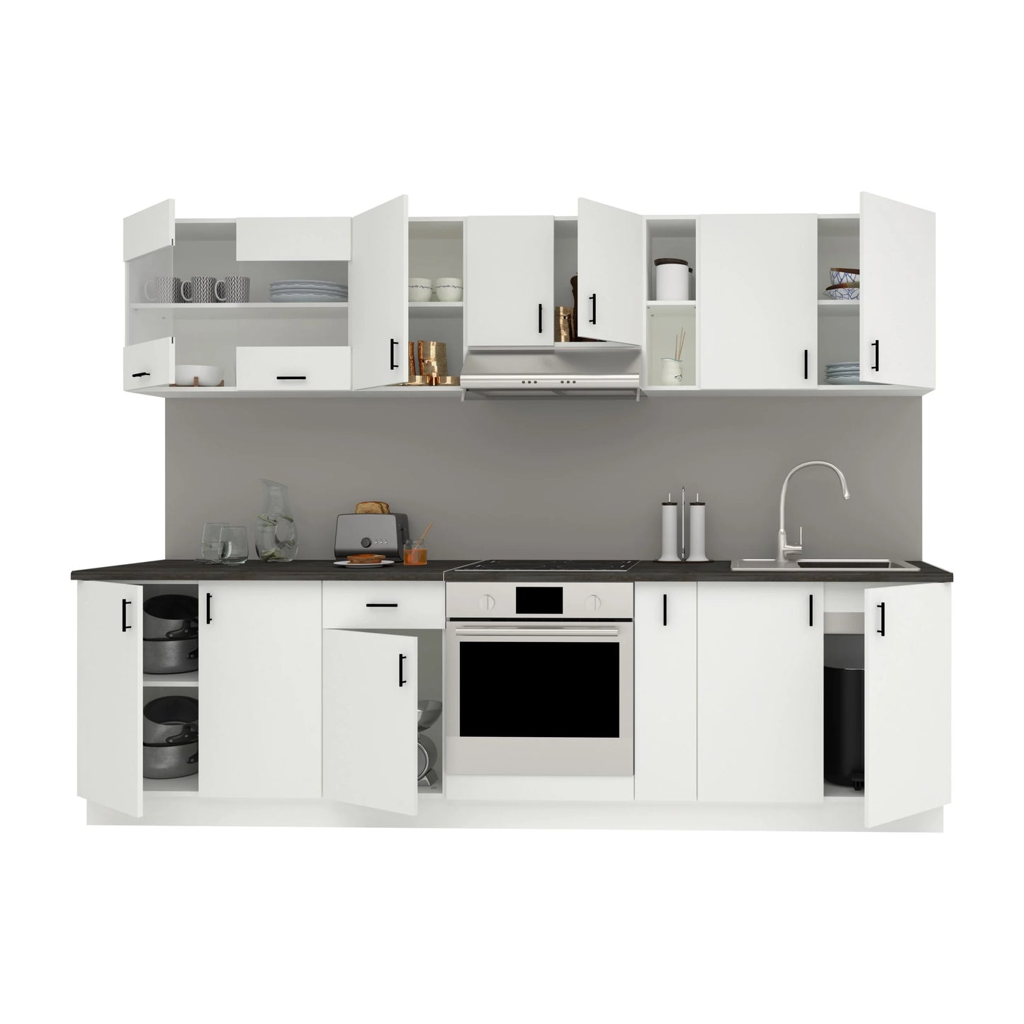 Set Bucatarie haaus Karo V21, Alb, Blat Thermo 28 mm, L 280 cm