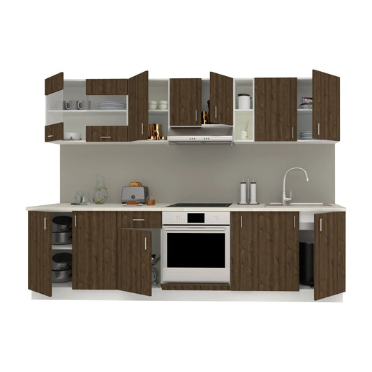 Set Bucatarie haaus Karo V21, Stejar Bronz/Alb, Blat Thermo 28 mm, L 280 cm