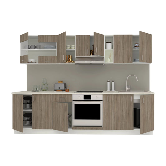 Set Bucatarie haaus Karo V21, Stejar Sonoma Inchis/Alb, Blat Thermo 28 mm, L 280 cm