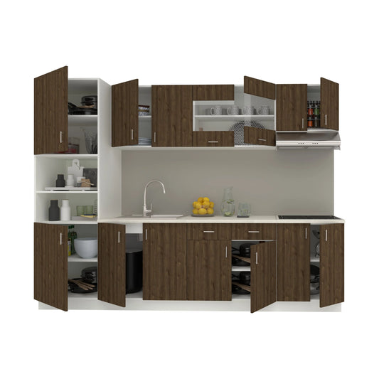 Set Bucatarie haaus Karo V23, Stejar Bronz/Alb, Blat Thermo 28 mm, L 280 cm