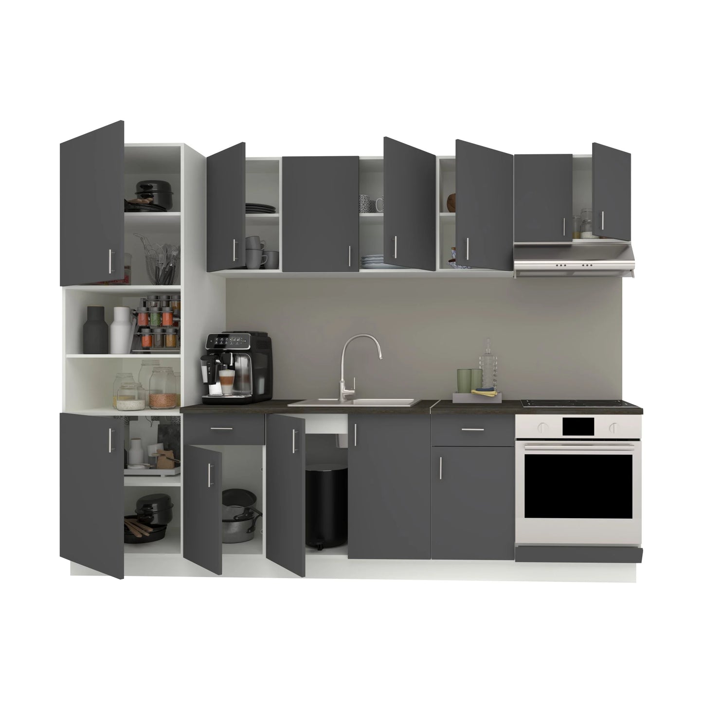 Set Bucatarie haaus Karo V24, Antracit/Alb, Blat Thermo 28 mm, L 280 cm