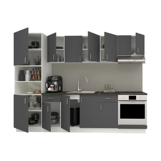 Set Bucatarie haaus Karo V24, Antracit/Alb, Blat Thermo 28 mm, L 280 cm