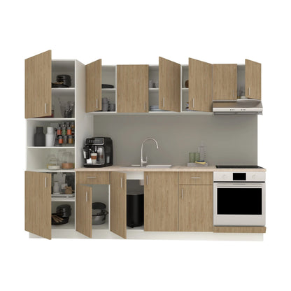 Set Bucatarie haaus Karo V24, Lemn Natural/Alb, Blat Thermo 28 mm, L 280 cm