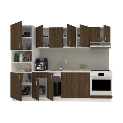Set Bucatarie haaus Karo V24, Stejar Bronz/Alb, Blat Thermo 28 mm, L 280 cm