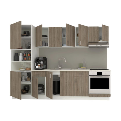 Set Bucatarie haaus Karo V24, Stejar Sonoma Inchis/Alb, Blat Thermo 28 mm, L 280 cm