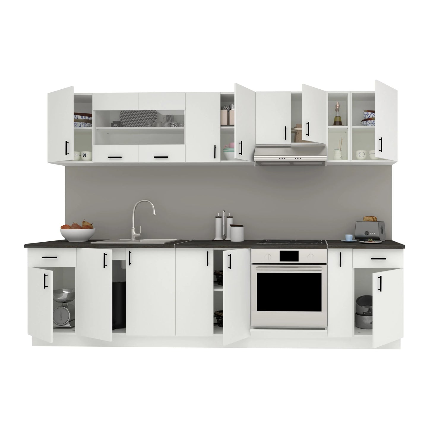 Set Bucatarie haaus Karo V25, Alb, Blat Thermo 28 mm, L 300 cm