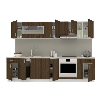 Set Bucatarie haaus Karo V25, Stejar Bronz/Alb, Blat Thermo 28 mm, L 300 cm