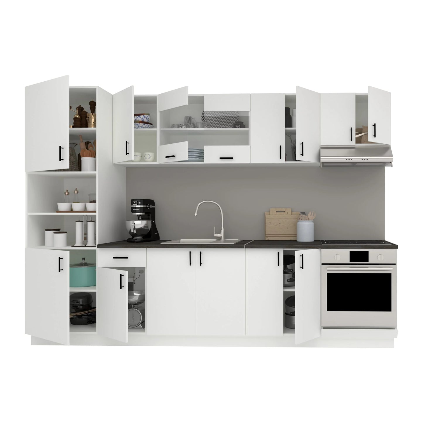 Set Bucatarie haaus Karo V27, Alb, Blat Thermo 28 mm, L 300 cm