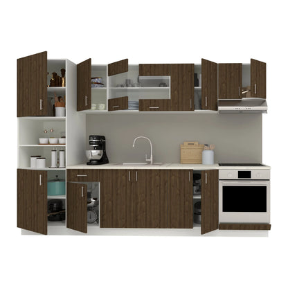 Set Bucatarie haaus Karo V27, Stejar Bronz/Alb, Blat Thermo 28 mm, L 300 cm