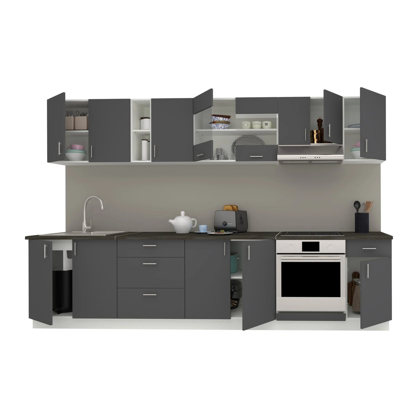Set Bucatarie haaus Karo V28, Antracit/Alb, Blat Thermo 28 mm, L 320 cm