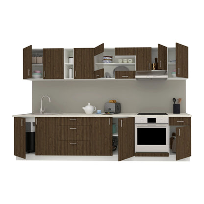 Set Bucatarie haaus Karo V28, Stejar Bronz/Alb, Blat Thermo 28 mm, L 320 cm