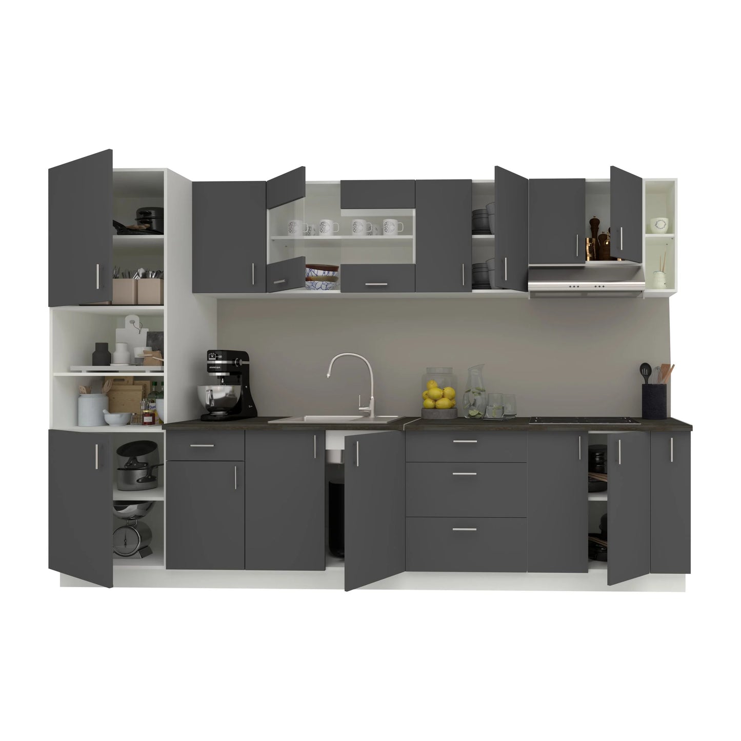 Set Bucatarie haaus Karo V29, Antracit/Alb, Blat Thermo 28 mm, L 320 cm