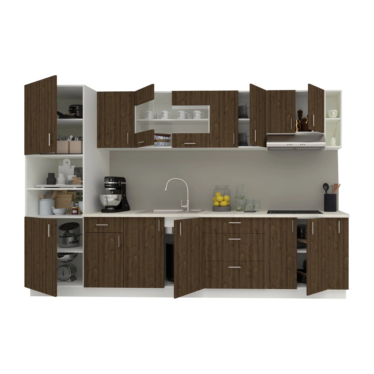 Set Bucatarie haaus Karo V29, Stejar Bronz/Alb, Blat Thermo 28 mm, L 320 cm