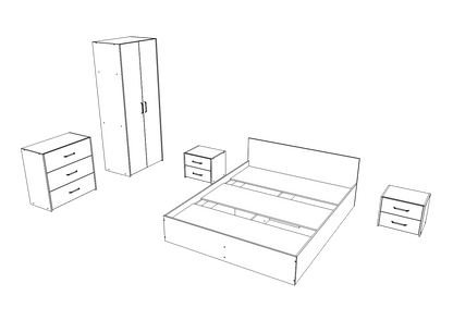 Set dormitor haaus Malmo V2, Pat 200 x 140 cm, Stejar Alb/Antracit