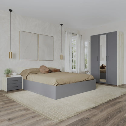 Set dormitor haaus Malmo V3, Pat 200 x 140 cm, Stejar Alb/Antracit