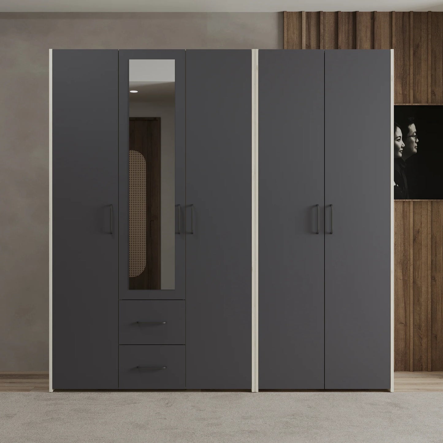 Dressing haaus Malmo V3, Stejar Alb/Antracit, L 201 cm