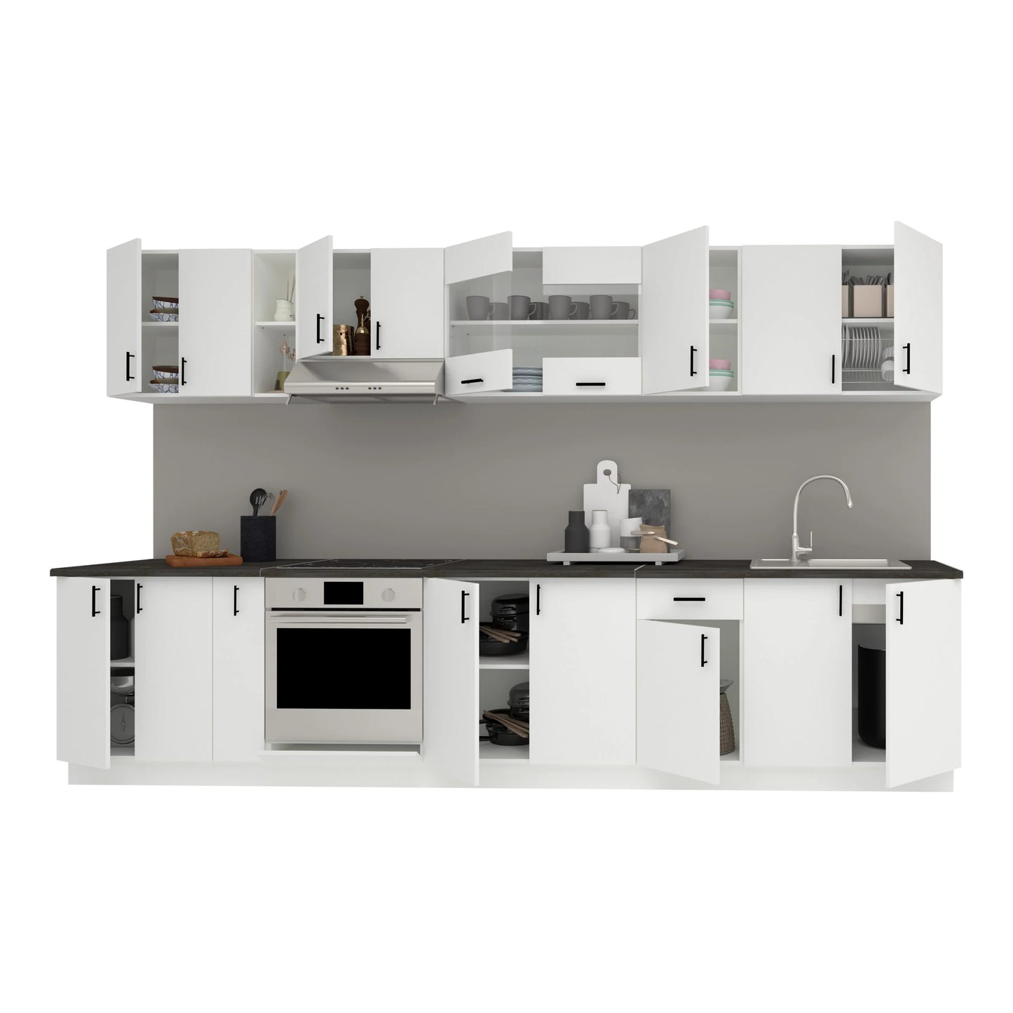 Set Bucatarie haaus Karo V32, Alb, Blat Thermo 28 mm, L 340 cm