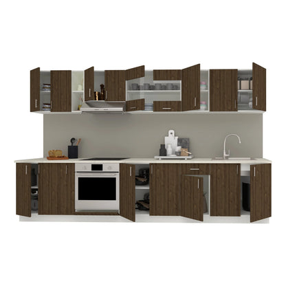 Set Bucatarie haaus Karo V32, Stejar Bronz/Alb, Blat Thermo 28 mm, L 340 cm