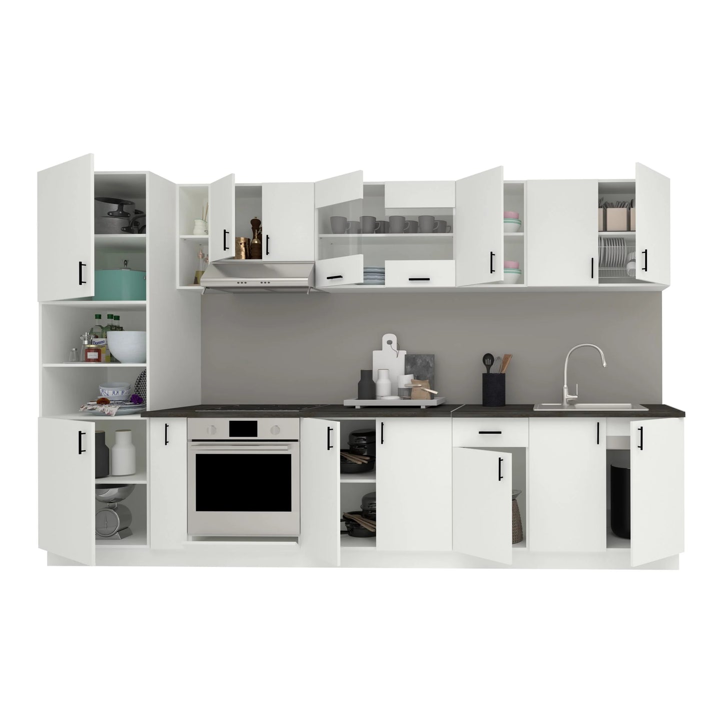 Set Bucatarie haaus Karo V33, Alb, Blat Thermo 28 mm, L 340 cm