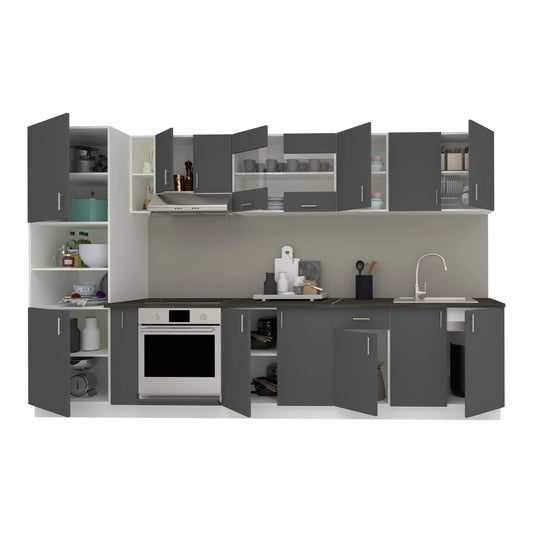 Set Bucatarie haaus Karo V33, Antracit/Alb, Blat Thermo 28 mm, L 340 cm