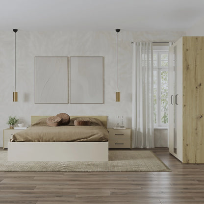 Set dormitor haaus Malmo V3, Pat 200 x 160 cm, Stejar Artisan/Argila