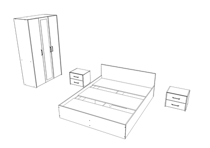 Set dormitor haaus Malmo V3, Pat 200 x 140 cm, Stejar Artisan/Argila