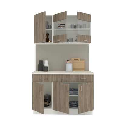 Set Bucatarie haaus Karo V3, Stejar Sonoma Inchis/Alb, Blat Thermo 28 mm, L 120 cm
